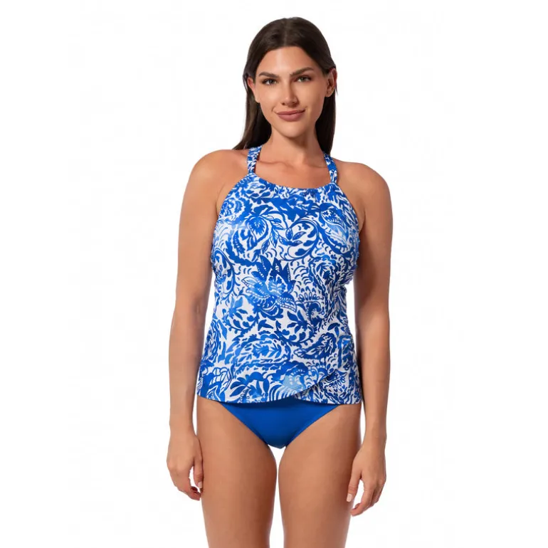 Jantzen ARABESQUE BIANCA DRAPED TANKINI TOP^ Perfect Prints|Perfect Black Suits
