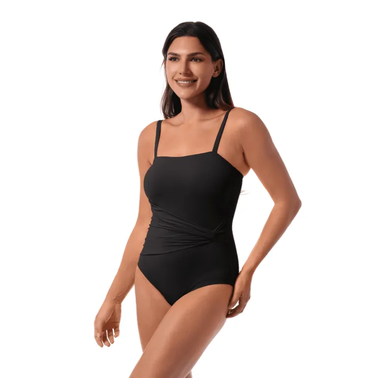 Jantzen DONNA ONE PIECE^ Solid Color Suits|Perfect Black Suits