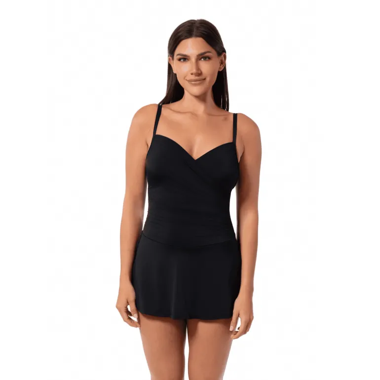 Jantzen FLIRTY SWIMDRESS^ Solid Color Suits|Perfect Black Suits