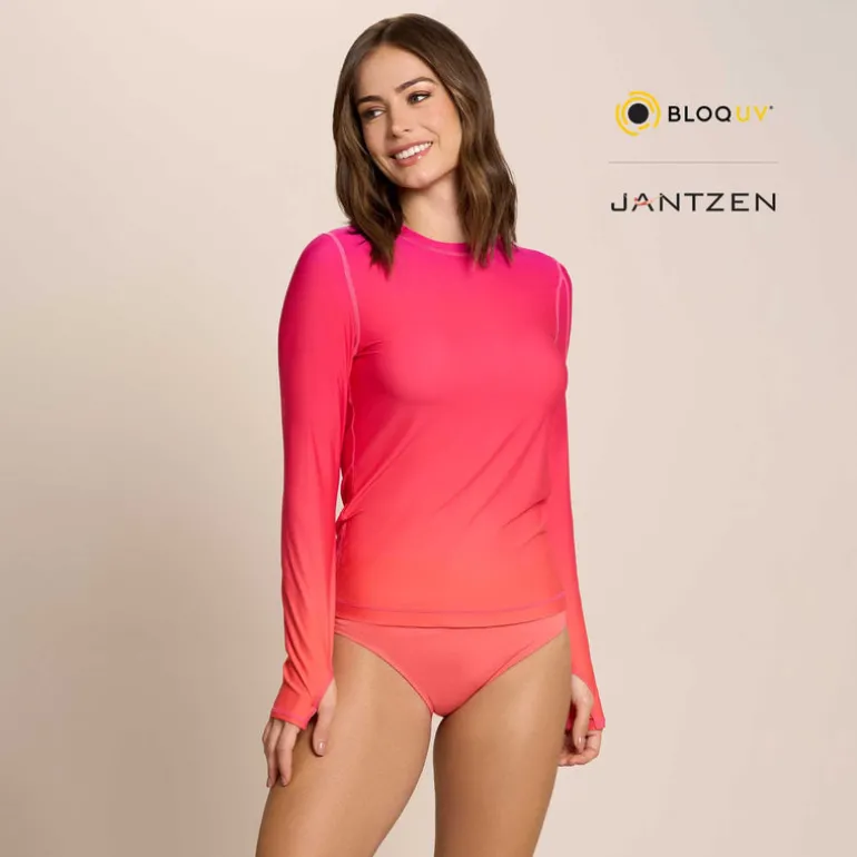 Jantzen FLOWERS OF THE SUN 24/7 SWIM RASH GUARD TEE TOP^ Beachwear|Uv Apparel