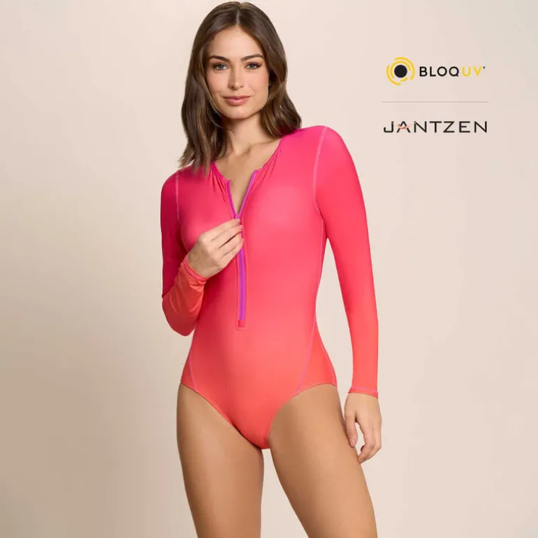 Jantzen FLOWERS OF THE SUN WHOOPIE LONG SLEEVE ONE PIECE^ Uv Apparel|Solid Color Suits