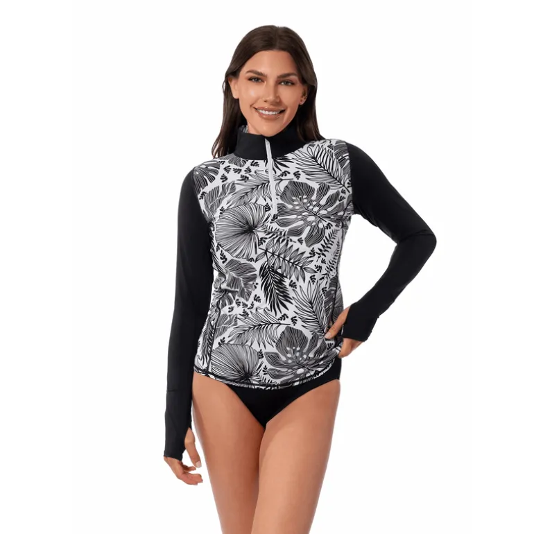Jantzen FOREST BLAST RELAXED MOCK ZIP TOP^ Uv Apparel|Perfect Prints