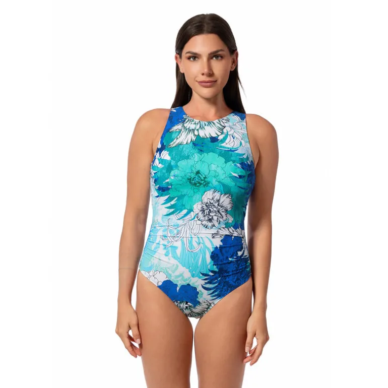 Jantzen GLOWING FIELDS FARRAH HIGH NECK ONE PIECE^ Floral Print Suits|Perfect Prints