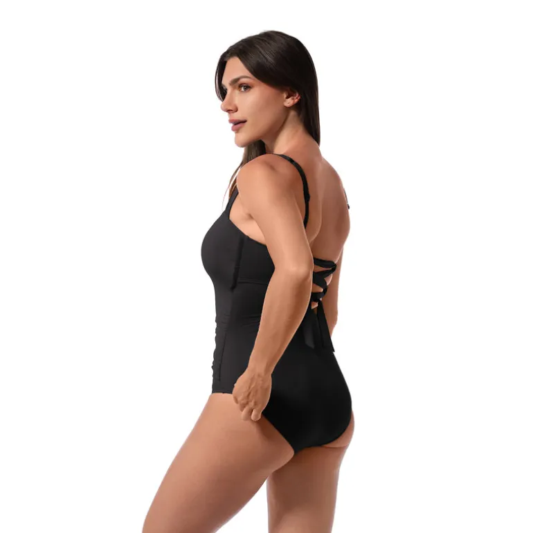 Jantzen HILDA GLAM ONE PIECE^ Solid Color Suits|Perfect Black Suits