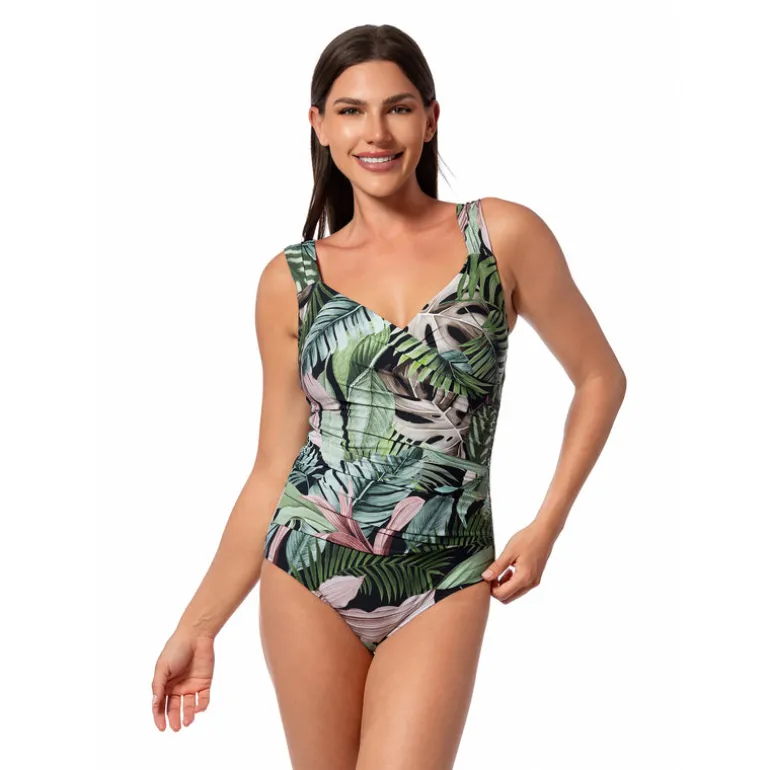 Jantzen JUNGLE GLAM SURPLICE MIO ONE PIECE^ Perfect Prints|Perfect Black Suits