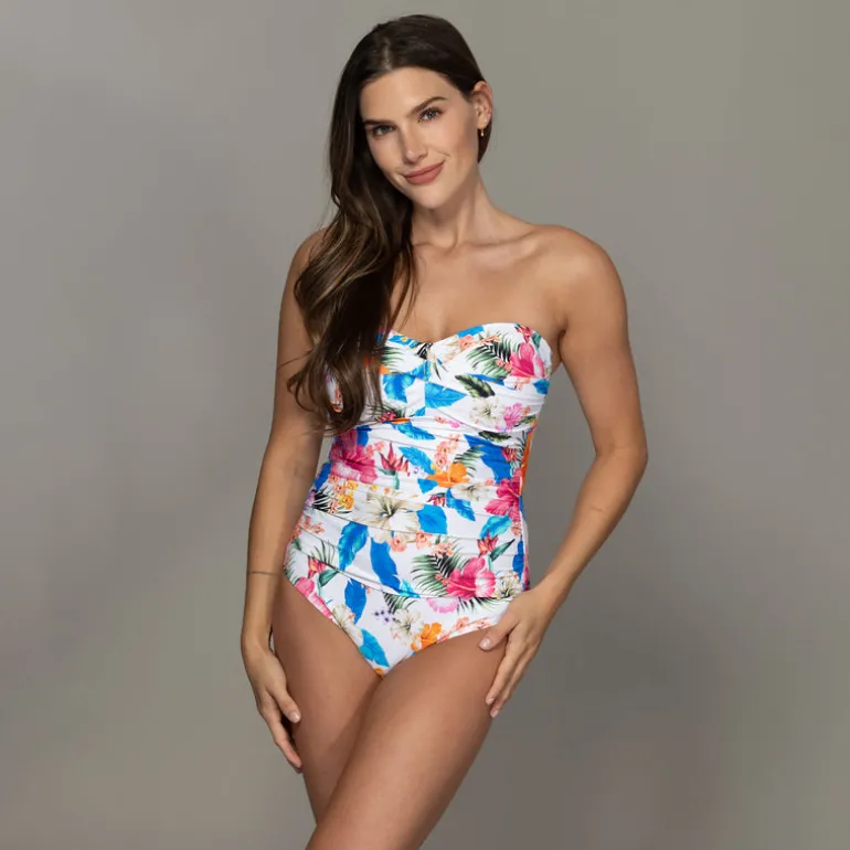 Jantzen LANAI FLORA BANDEAU ONE PIECE^ Perfect Prints|Floral Print Suits
