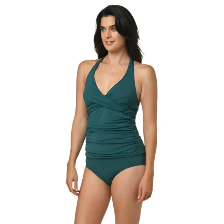 Jantzen LOUISE WRAP TANKINI TOP^ Solid Color Suits|Tops