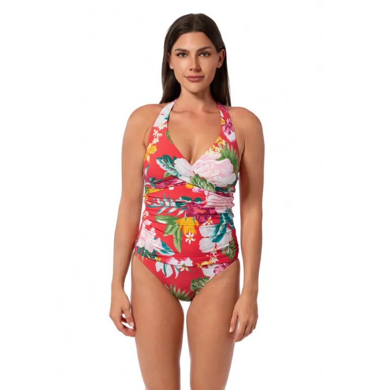Jantzen MORNING BLOOM LOUISE WRAP TANKINI TOP^ Floral Print Suits|Perfect Prints