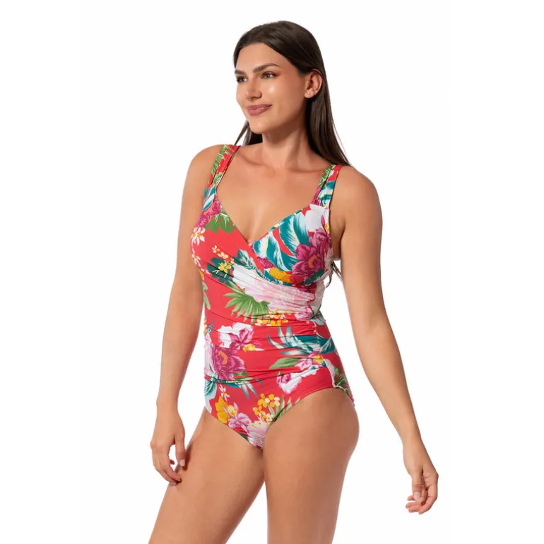 Jantzen MORNING BLOOM SURPLICE MIO ONE PIECE^ Floral Print Suits|Perfect Prints
