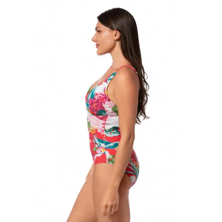 Jantzen MORNING BLOOM SURPLICE MIO ONE PIECE^ Floral Print Suits|Perfect Prints