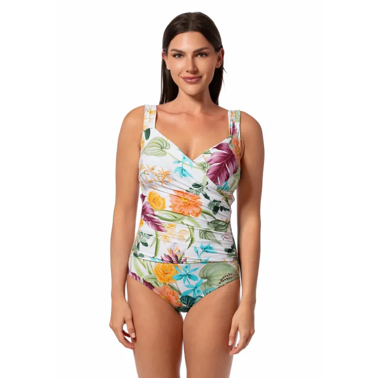 Jantzen MYSTIC TROPIC SURPLICE MIO ONE PIECE^ Floral Print Suits|Perfect Prints