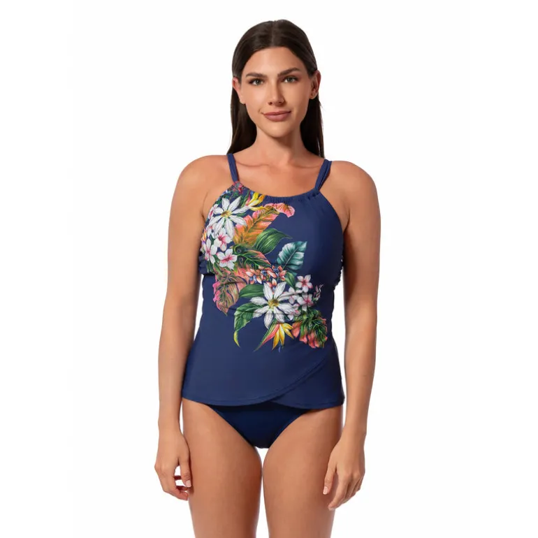 Jantzen PALM DELIGHT AUDREY DRAPE TANKINI TOP^ Floral Print Suits|Tankinis