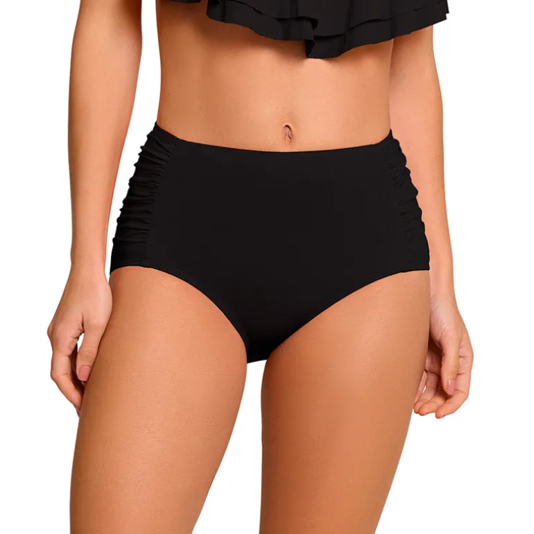 Jantzen SIDE SHIRRED COMFORT CORE BOTTOM^ Solid Color Suits|Perfect Black Suits